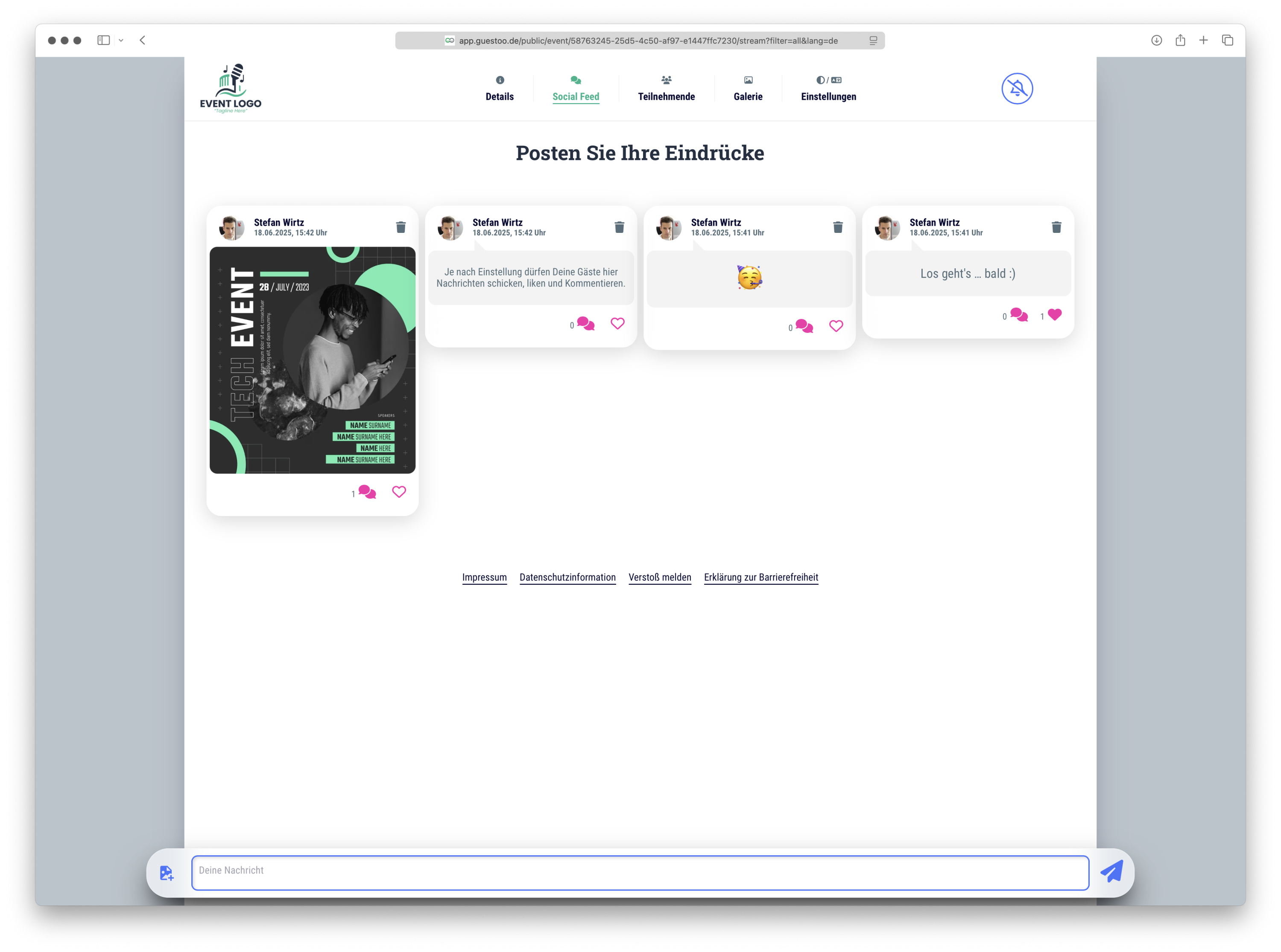 Social Wall • Zum Teilen von Eindrücken unter Gästen