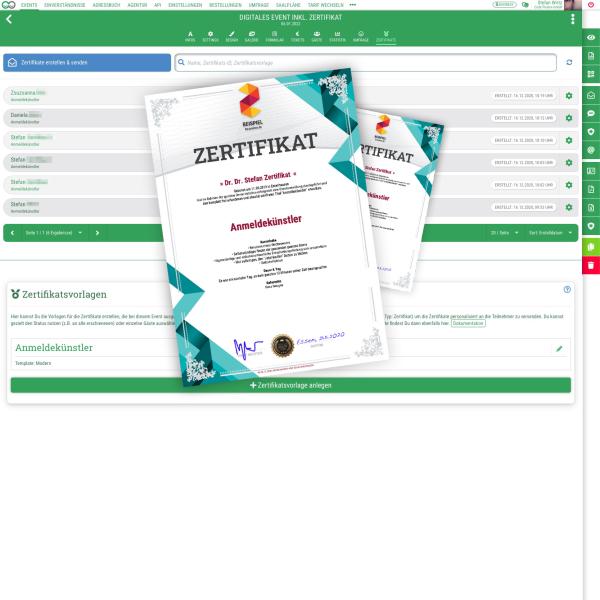 Personalisierte Teilnehmer-Zertifikate Automatisch personalisierte Zertifikate für Deine Teilnehmer erstellen