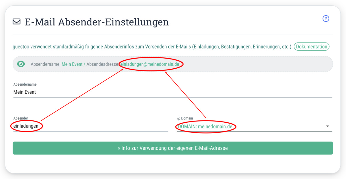 Eigene E-Mail-Adresse als Absender (kostenpflichtige Zusatz-Option) - 