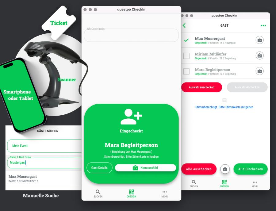 Gäste schnell und einfach ein- oder auschecken • Check-in / Check-out