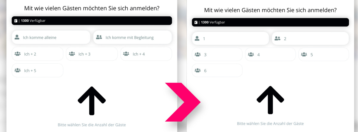Begleitpersonenabfrage mit Zahlen statt 