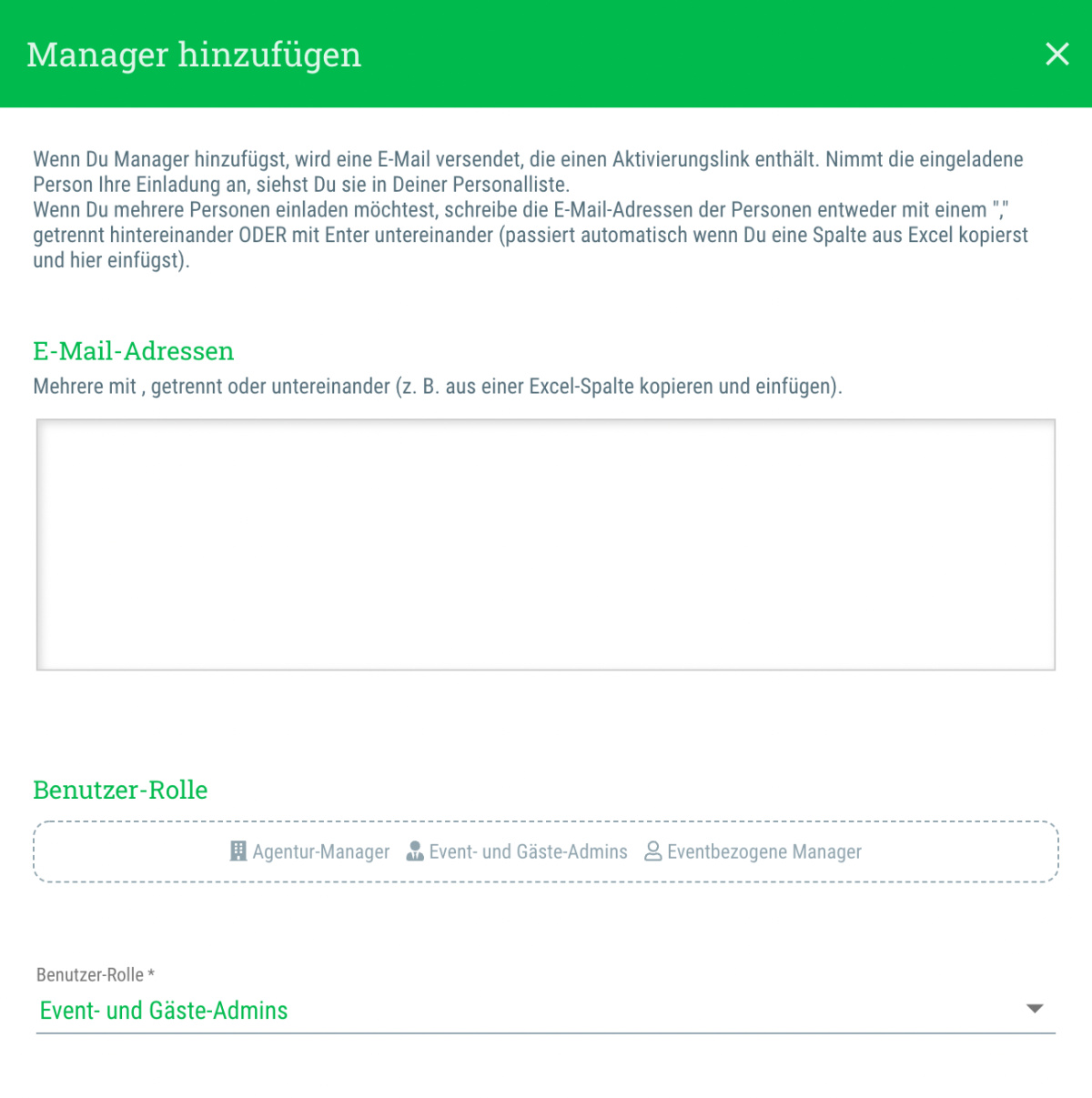 Manager-User einladen - So fügst Du weitere Benutzer / E-Mail-Adressen als Benutzer Deiner Agentur hinzu