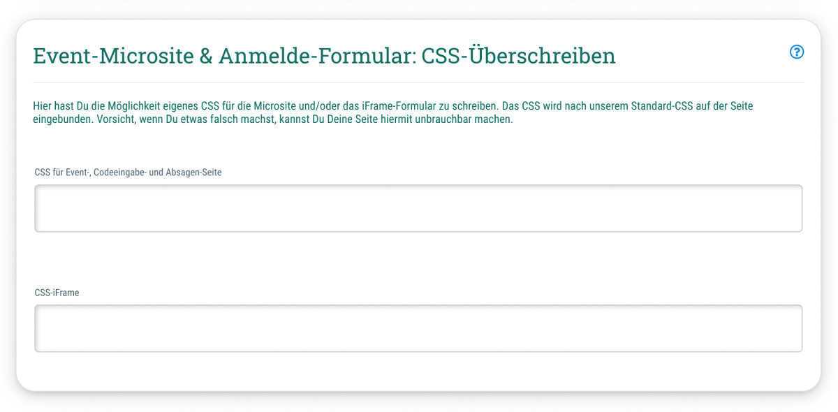 Event-Microsite & Anmelde-Formular: CSS-Überschreiben - (ab Business-Tarif inklusive)
