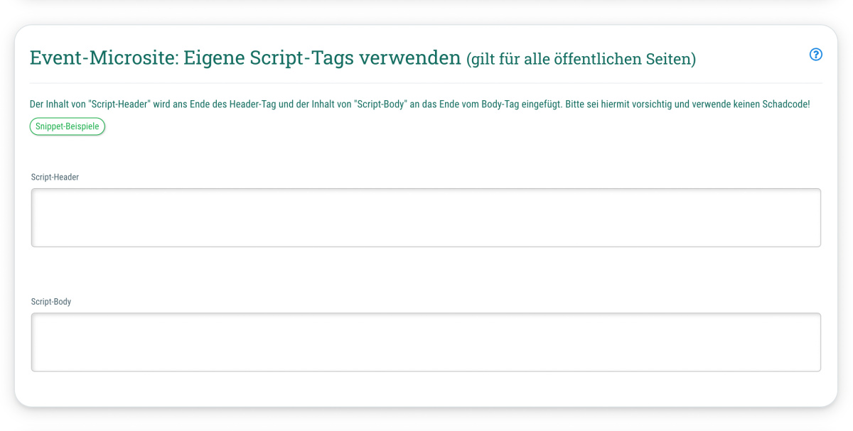 Event-Microsite: Eigene Script-Tags verwenden - (gilt für alle öffentlichen Seiten)