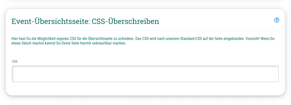 Event-Übersichtsseite: CSS-Überschreiben - (ab Business-Tarif inklusive)