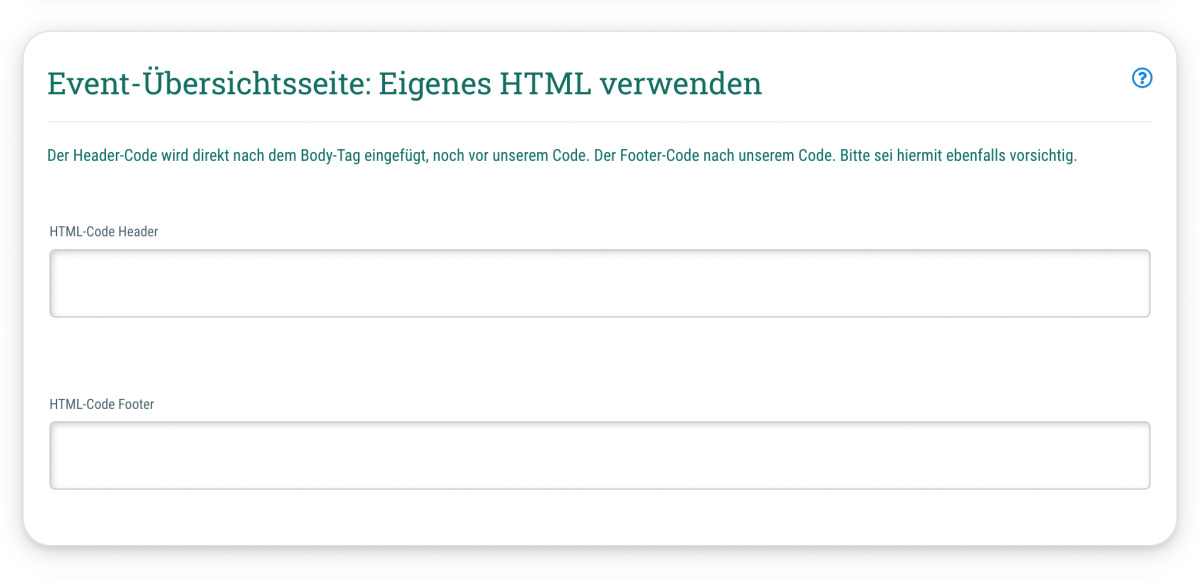 Event-Übersichtsseite: Eigenes HTML verwenden - (ab Business-Tarif inklusive)