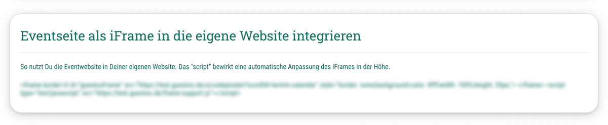 Eventseite als iFrame in die eigene Website integrieren - 