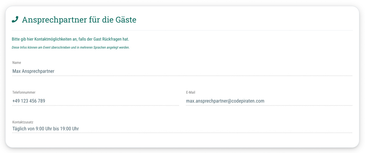 Ansprechpartner für die Gäste - 