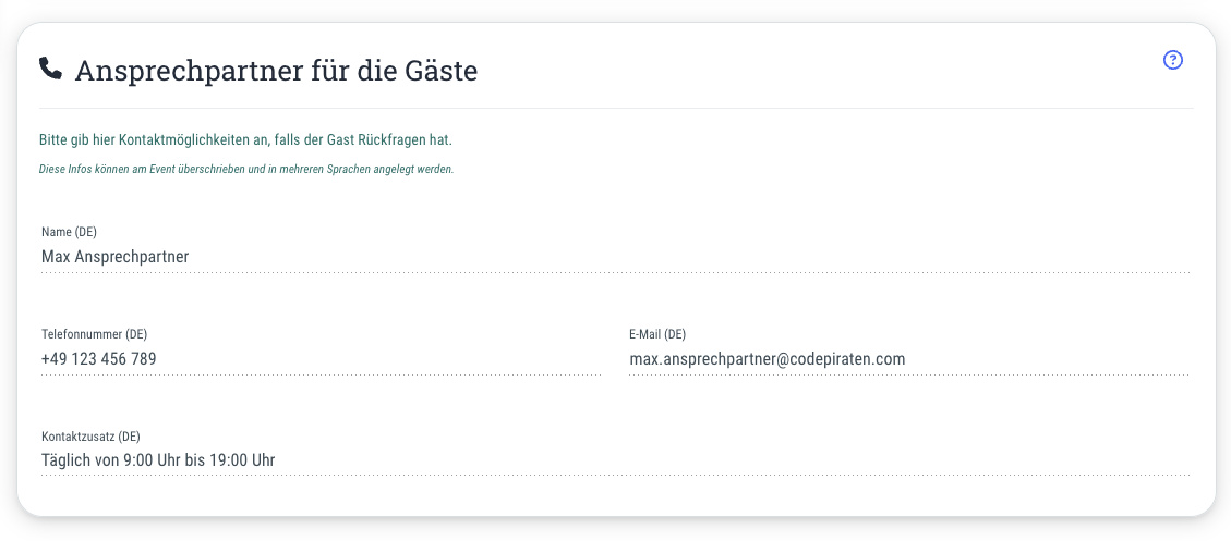 Ansprechpartner für die Gäste - 