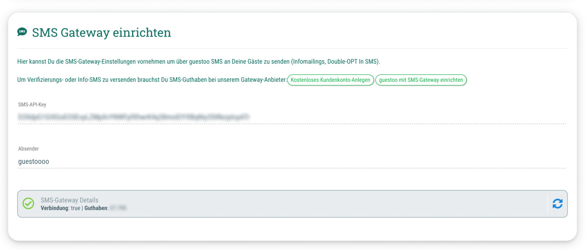 SMS Gateway einrichten - Kostenpflichtiges Zusatz-Feature