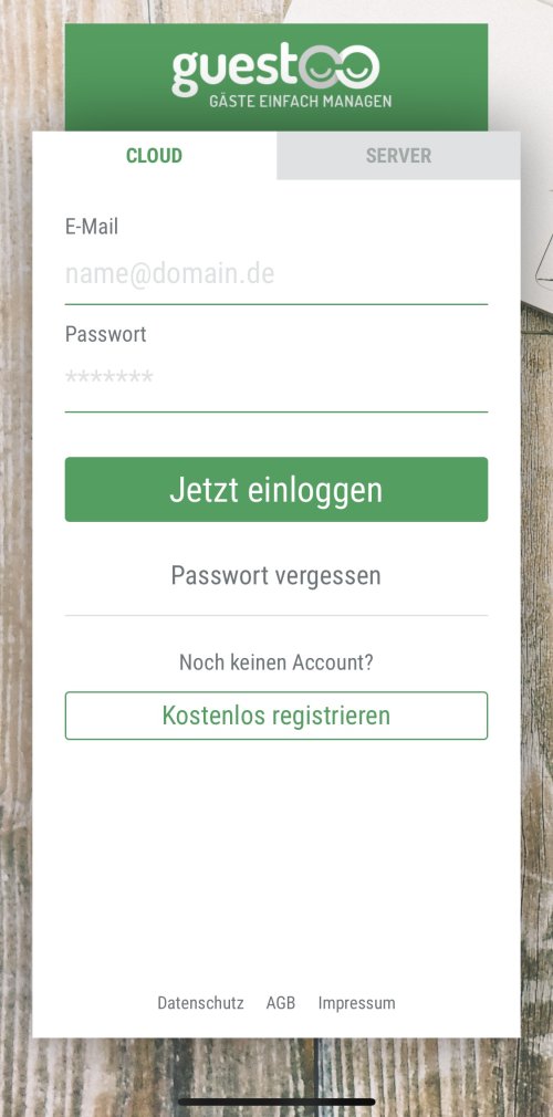 Schritt 2: Mit guestoo-Daten einloggen