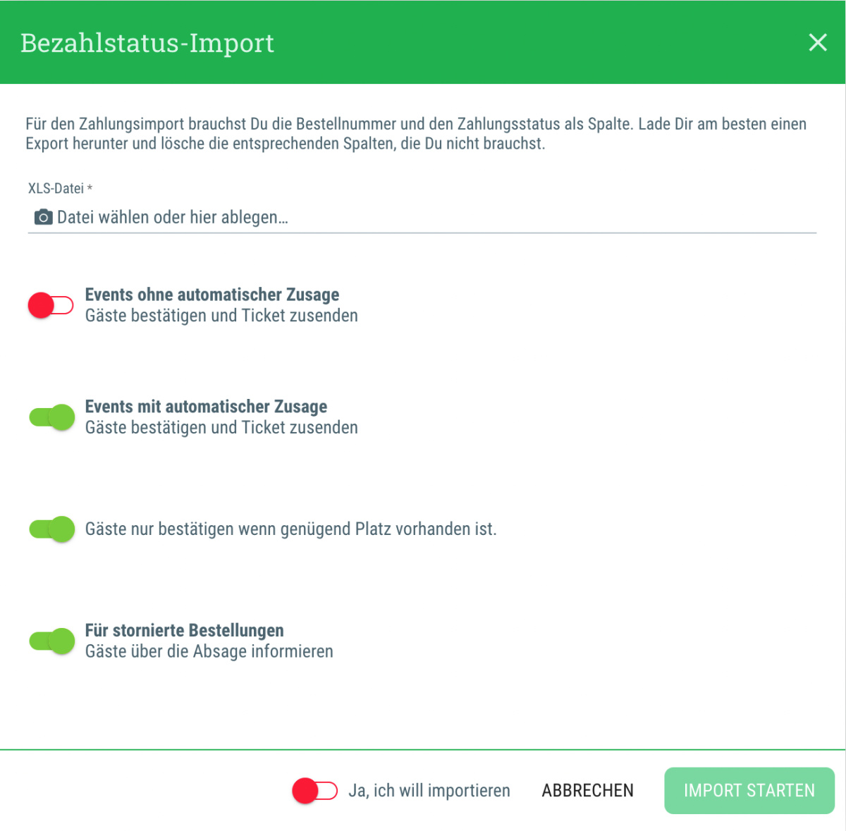 Bezahlstatus-Import - 