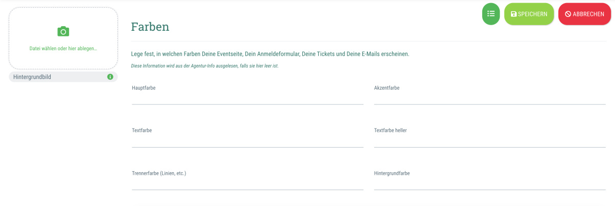 Hintergrundbild + Farben - Event > Design > Farben