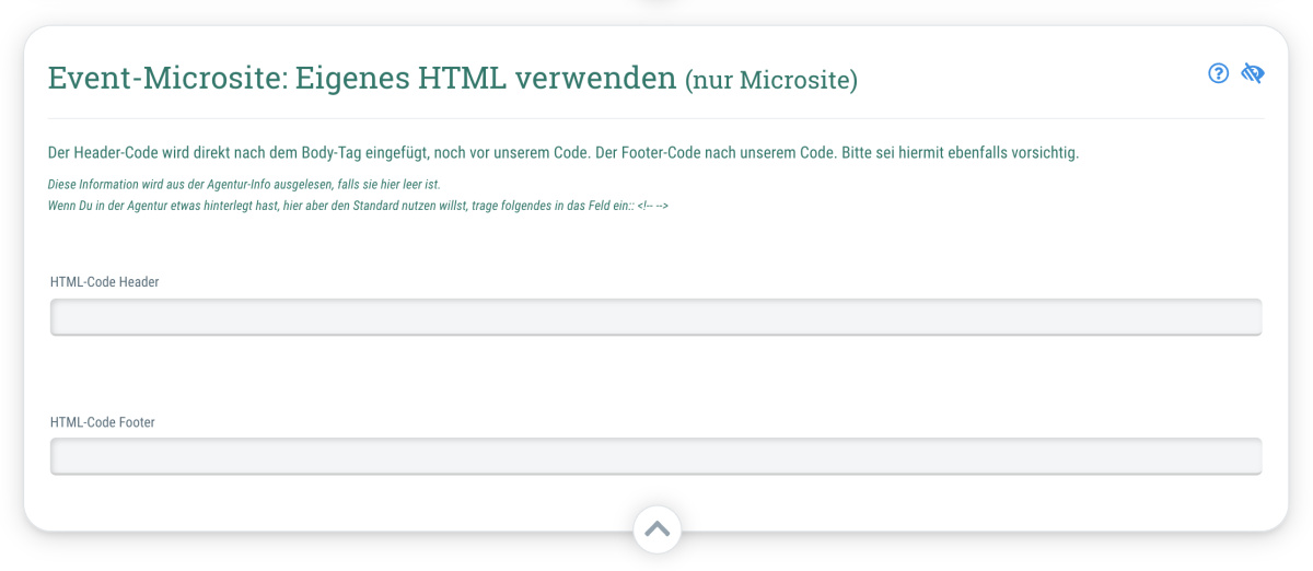 Event-Microsite: Eigenes HTML verwenden (nur Microsite) - Event > Design > Event-Microsite: Eigenes HTML verwenden (nur Microsite)