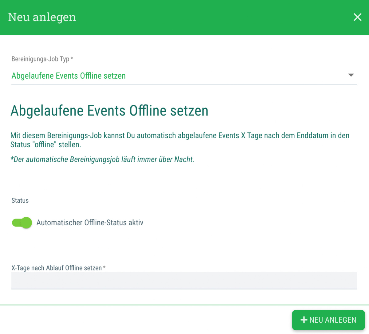 Abgelaufene Events Offline setzen - 