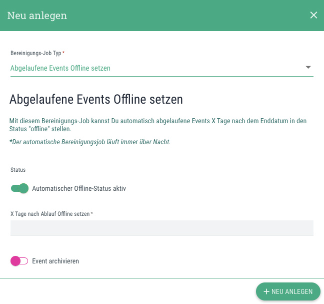 Abgelaufene Events Offline setzen - 