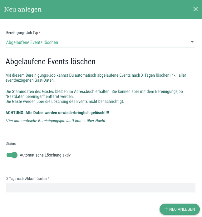 Abgelaufene Events löschen - 