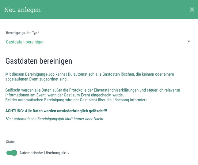 Gastdaten bereinigen - 