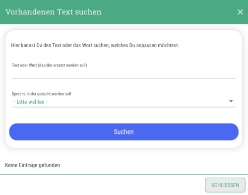 Dialog-Fenster: Neue Übersetzungen anlegen