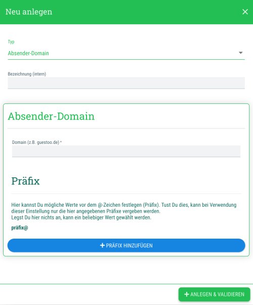 Eigene Absender-Domain bei guestoo einrichten