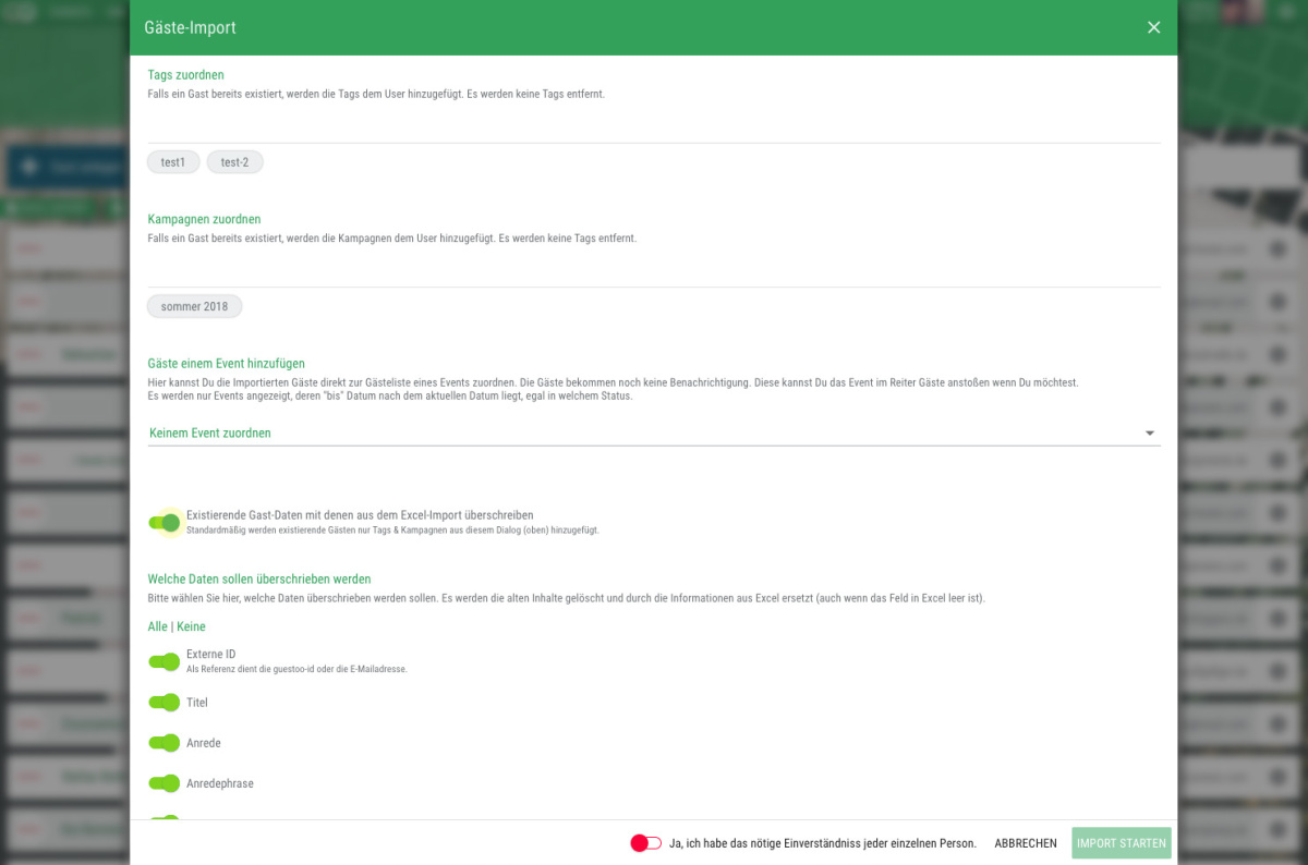 Neue Gäste importieren (und einem Event zuordnen) - 