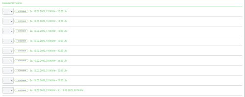 So sehen die Timeslots als Mengenauswahl im Anmeldeformular für Deine Gäste aus