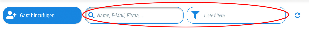 Gäste suchen und filtern - 
