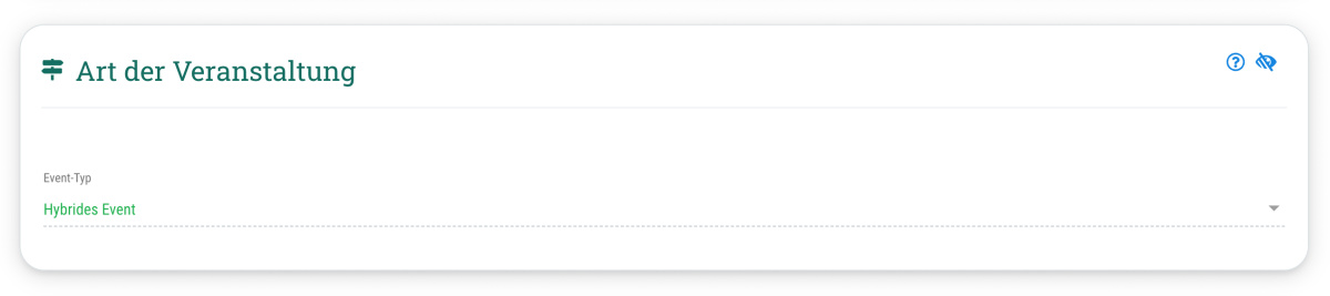 Art der Veranstaltung - Hier legst Du fest, um was für ein Event es sich handelt