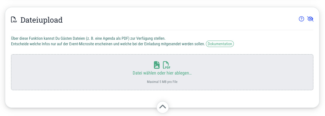 Dateiupload (ab Pro-Tarif) - Wenn Du Deinen Gästen weitere Informationen und Dateien zukommen lassen möchtest