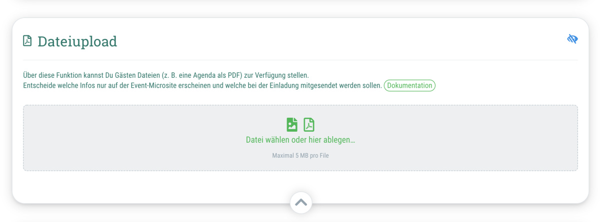 Dateiupload (ab Pro-Tarif) - Wenn Du Deinen Gästen weitere Informationen und Dateien zukommen lassen möchtest