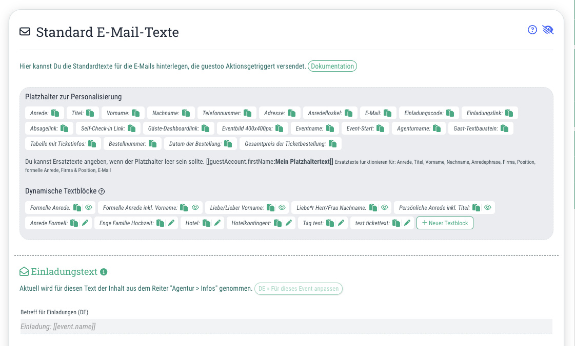 Standard E-Mail-Texte - So kannst Du die E-Mail-Texte individualisieren und nach Deinen Wünschen anpassen