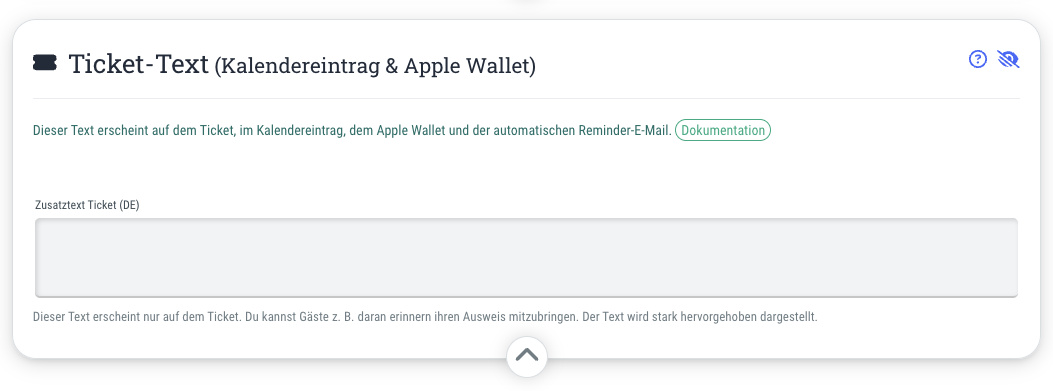Ticket Text - Für weitere wichtige Hinweise an Deine Gäste
