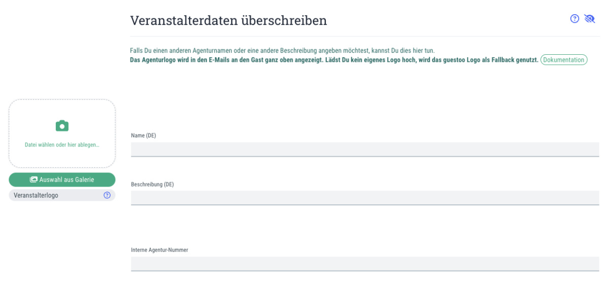 Veranstalterdaten überschreiben - 