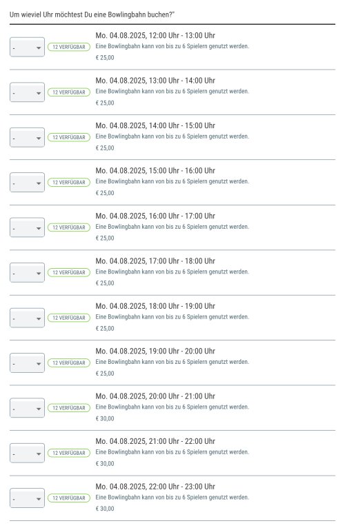 So sieht die Timeslot-Auswahl im Buchungsformular aus