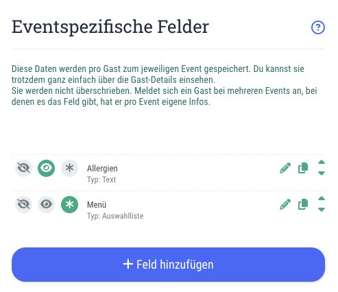 Beispiel: Ein Formular mit zwei verschiedenen eventspezifischen Feldern
