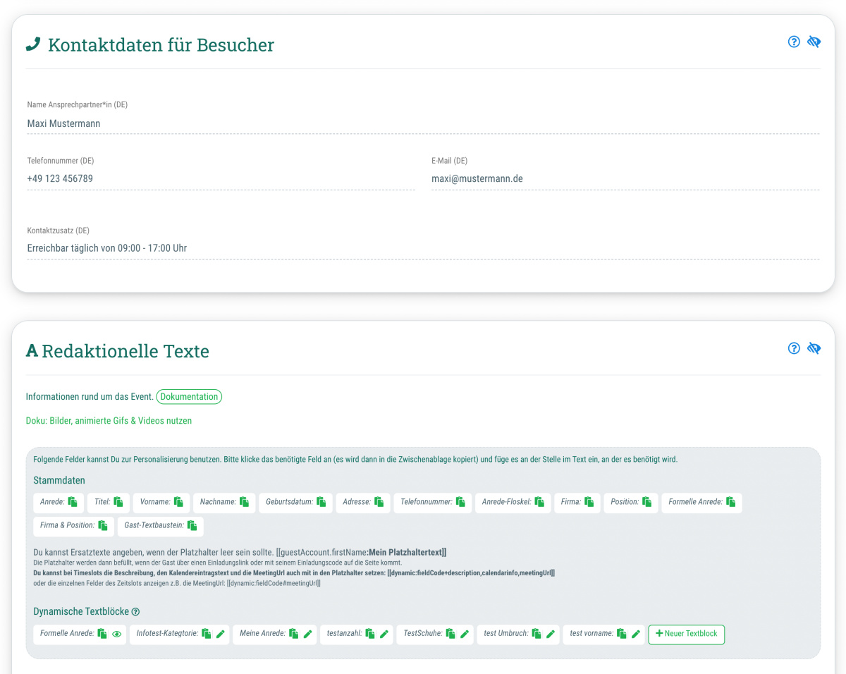 5. Kontaktdaten & Redaktionelle Texte hinterlegen - 