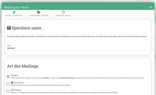 1. Wähle die Art des Mailings aus
