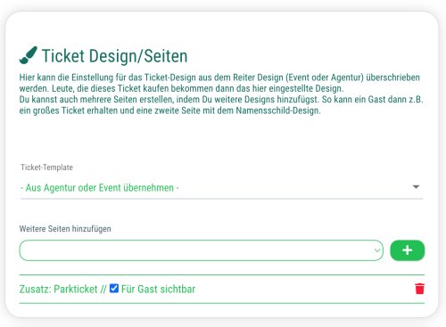 Parkticket-Seite zum Luxus-Ticket hinzufügen