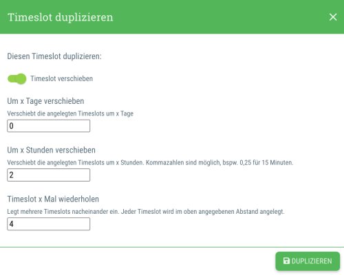 3. Timeslot duplizieren