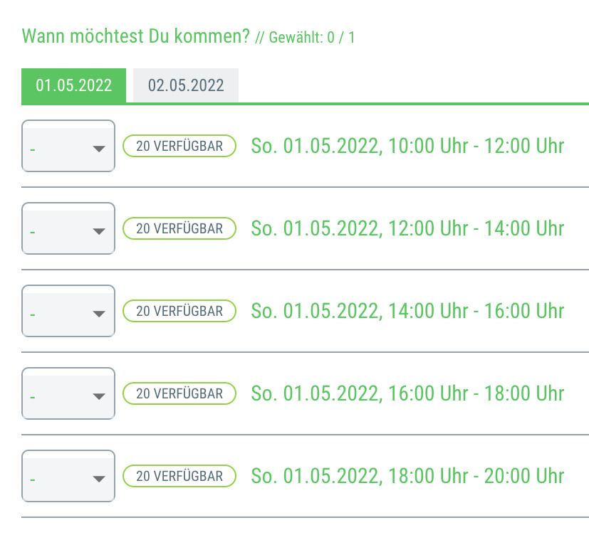 11. Anmelde-Formular anpassen: Timeslots - 