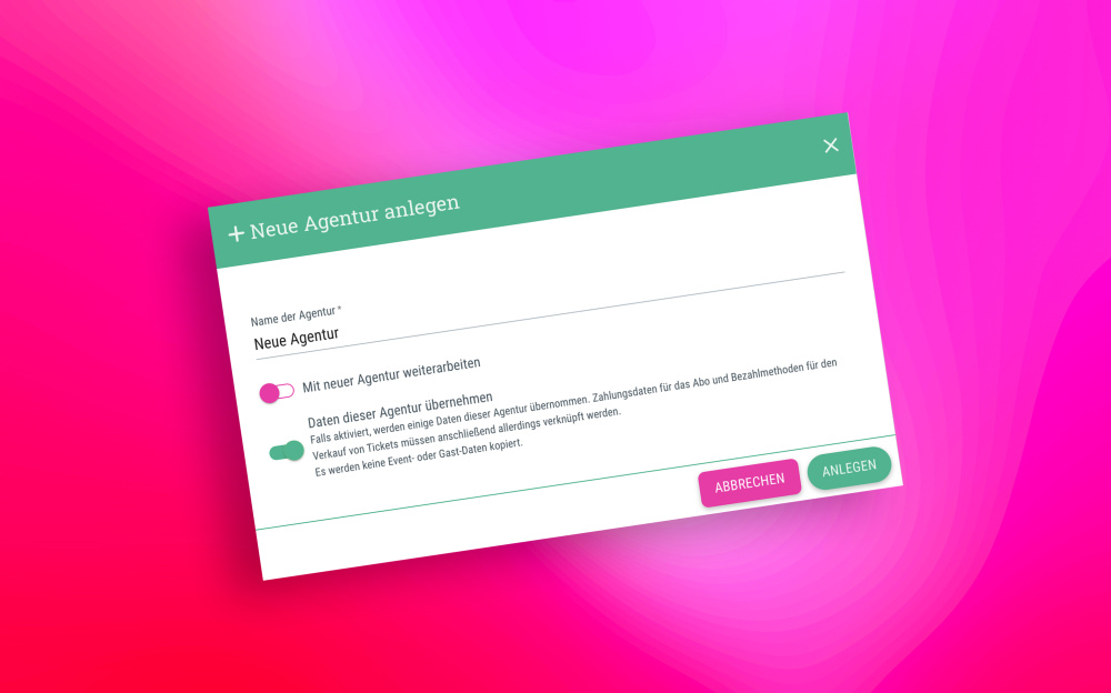 Datenübernahme beim Anlegen weiterer Agentur