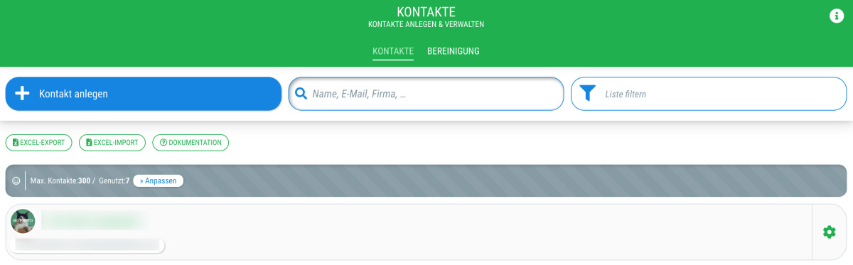 Kontakt-Limit erhöhen - 