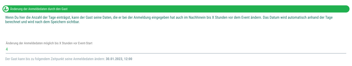  Änderung der Anmeldedaten durch den Gast - Ab Pro-Tarif