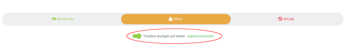 Privat (Standard-Einstellung) > Trotzdem auf Agenturseite zeigen - 