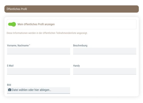 So sieht die Eingabe für das öffentliche Profil im Anmeldeformular aus