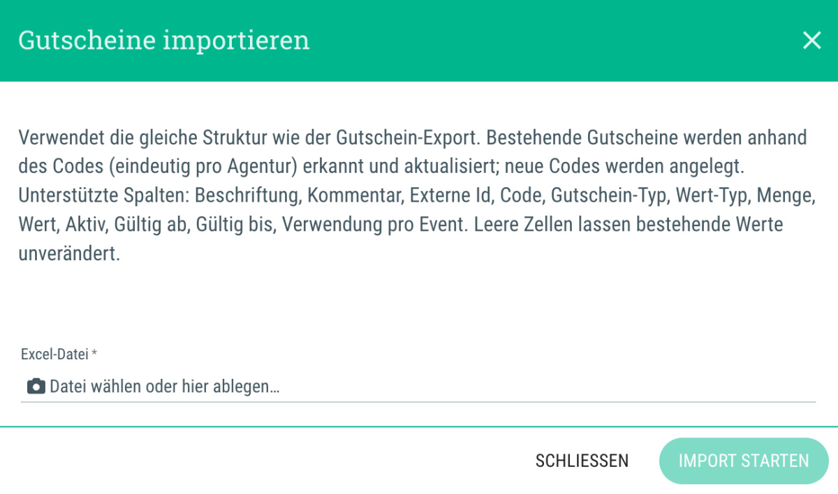 Gutschein-Import - 