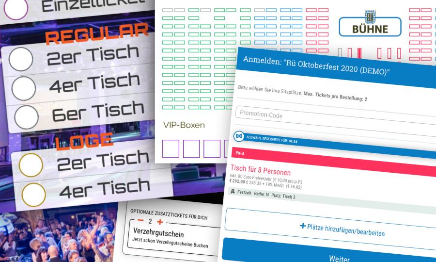 Partys, Festivals, Konzerte, … • Je nach Wunsch mit Tickets und Saalplan