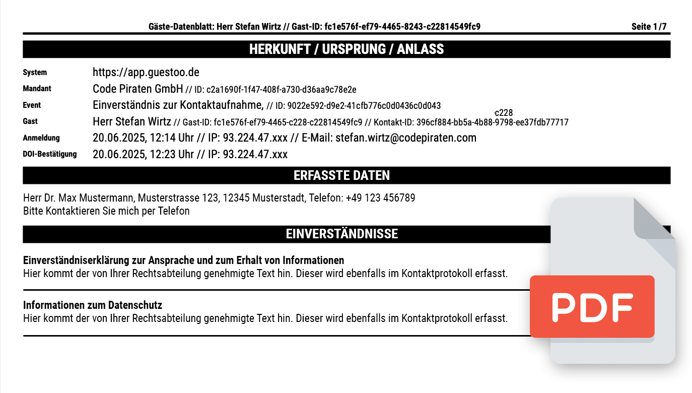 PDF-Export zur Kontaktdokumentation • Saubere Protokollführung