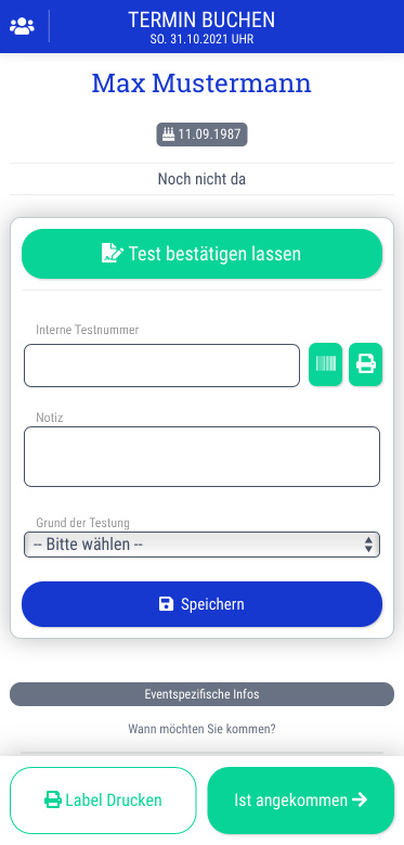 Gründe für kostenlosen Test abspeichern - 