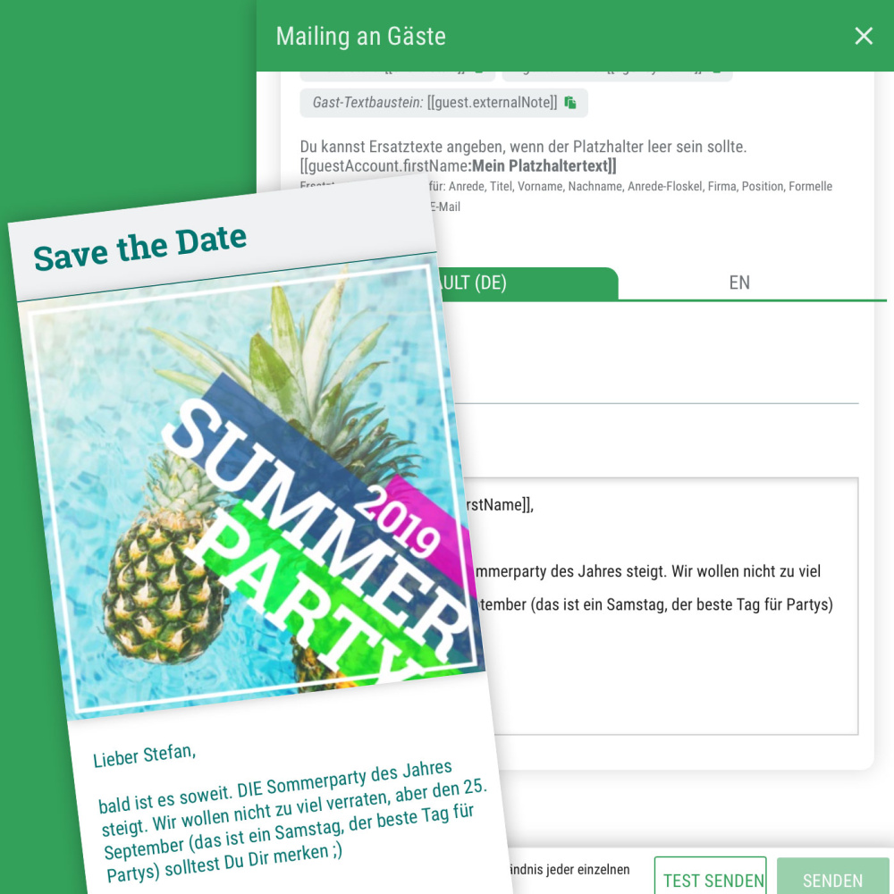 Neu: Save the Date Mailings an Deine Gäste Save the Date, Event-Updates & Erinnerungen. Alles ganz einfach mit guestoo